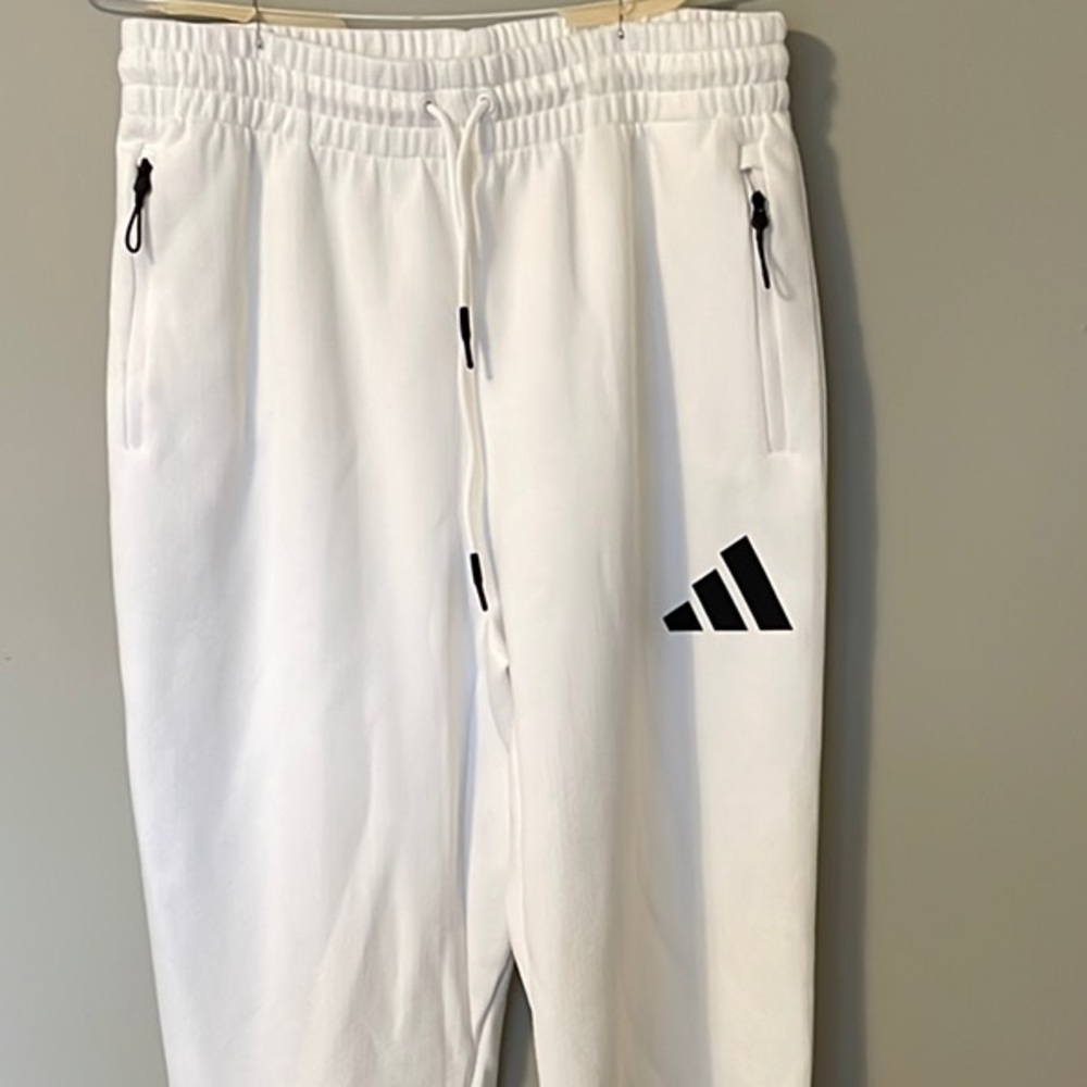 Adidas White Sweatpants with Black Accents